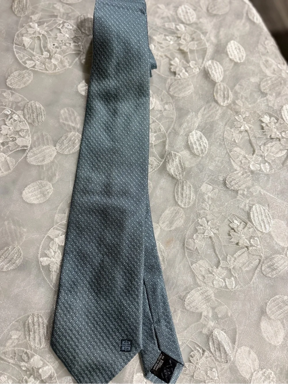Givenchy Blue-Green Microdot Silk Tie